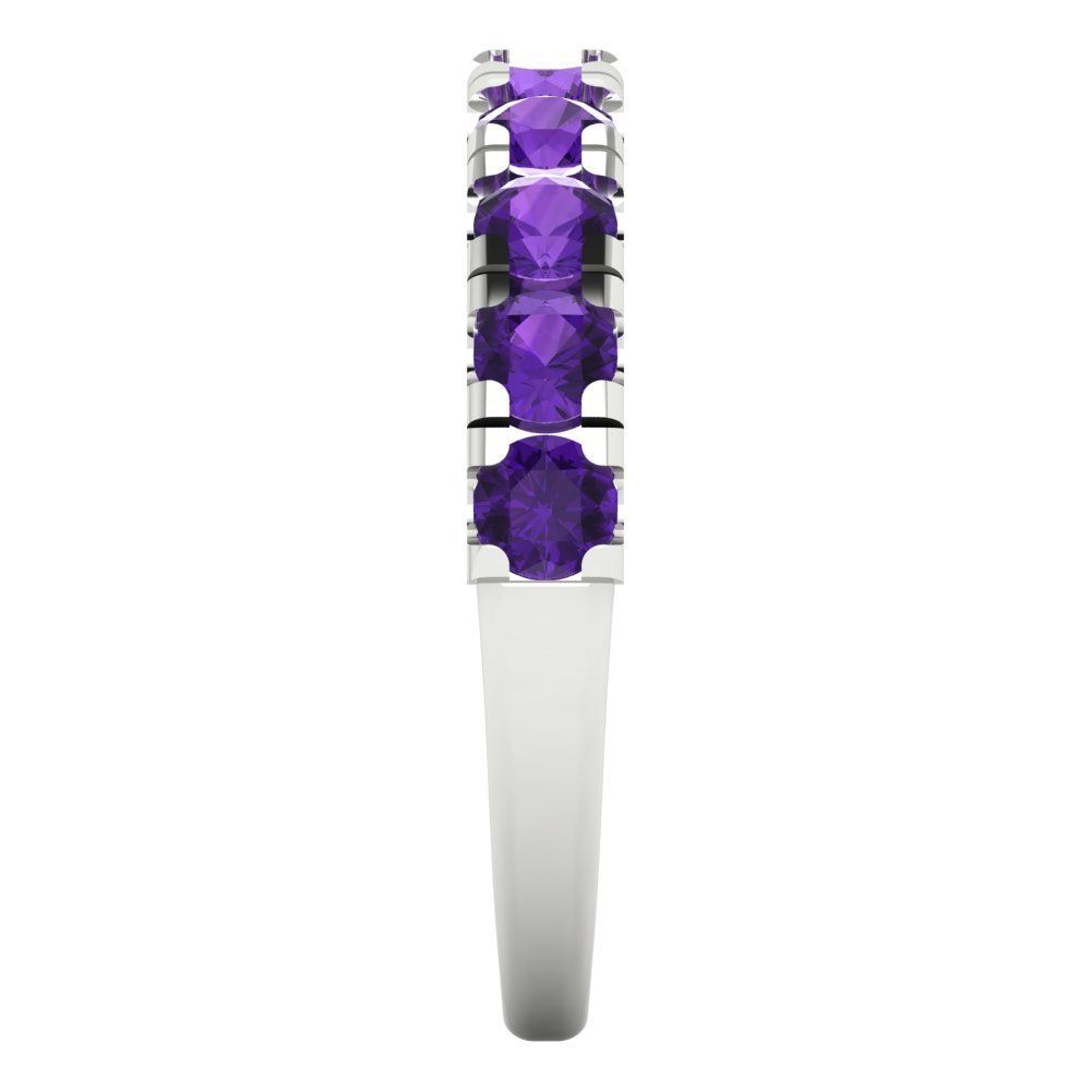 1 cttw Natural Amethyst Round Cut White Gold Eternity Wedding Band