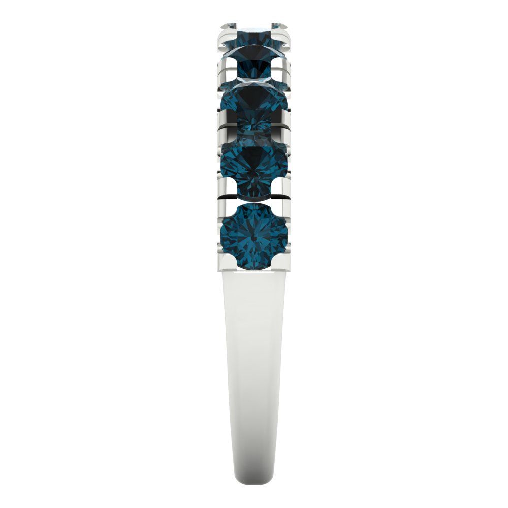 1 cttw Natural London Blue Topaz Round Cut White Gold Eternity Wedding Band