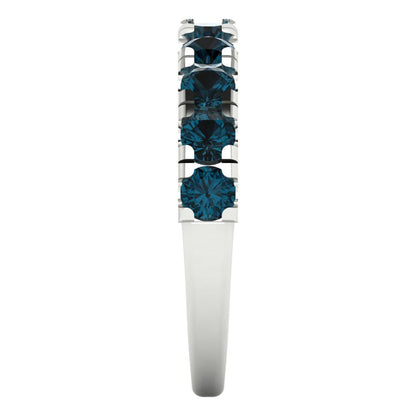 1 cttw Natural London Blue Topaz Round Cut White Gold Eternity Wedding Band