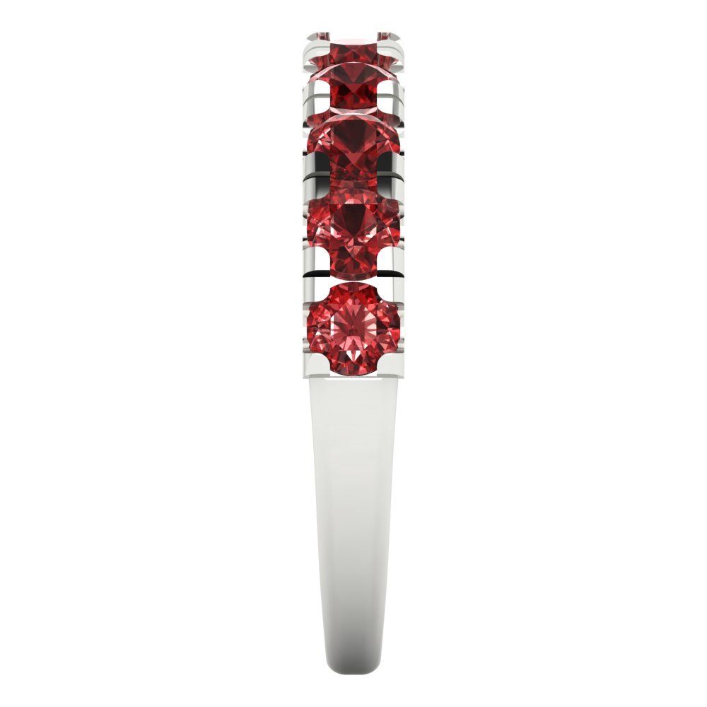 1 cttw Natural Garnet Round Cut White Gold Eternity Wedding Band