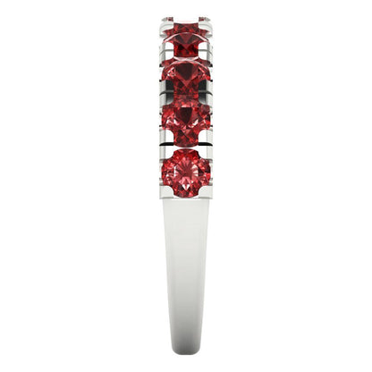 1 cttw Natural Garnet Round Cut White Gold Eternity Wedding Band