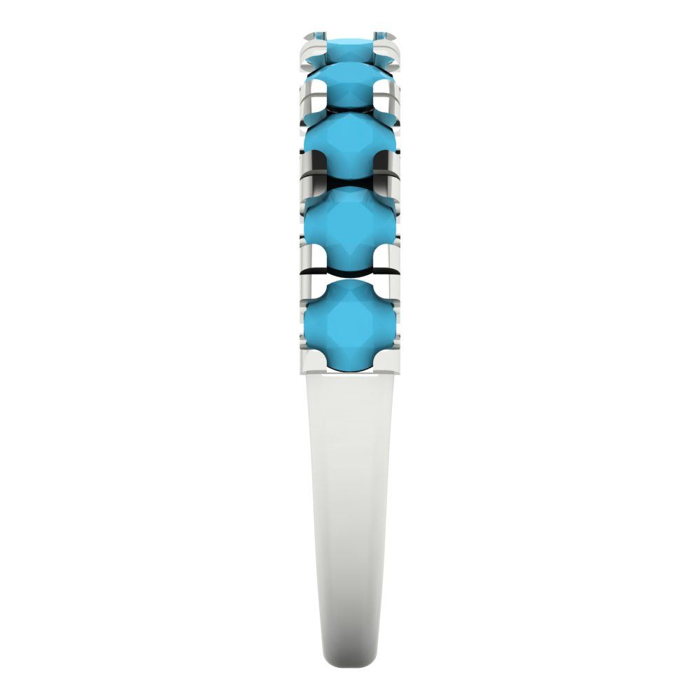 1 cttw Simulated Turquoise Round Cut White Gold Eternity Wedding Band