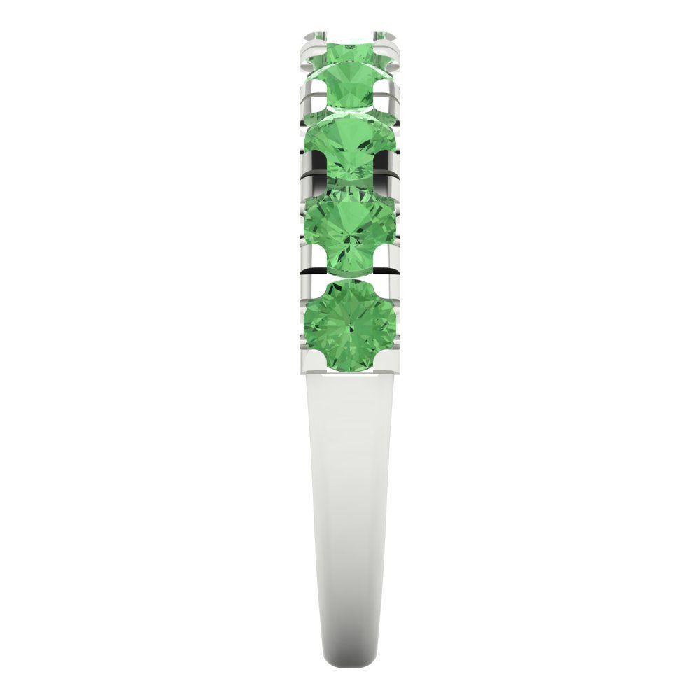 1 cttw Simulated Green Diamond Round Cut White Gold Eternity Wedding Band