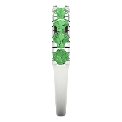 1 cttw Simulated Green Diamond Round Cut White Gold Eternity Wedding Band