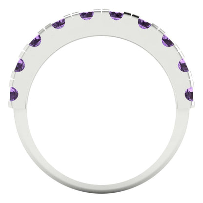 1 cttw Simulated Alexandrite Round Cut White Gold Eternity Wedding Band