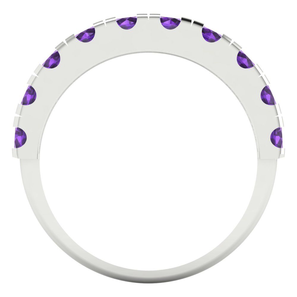 1 cttw Natural Amethyst Round Cut White Gold Eternity Wedding Band