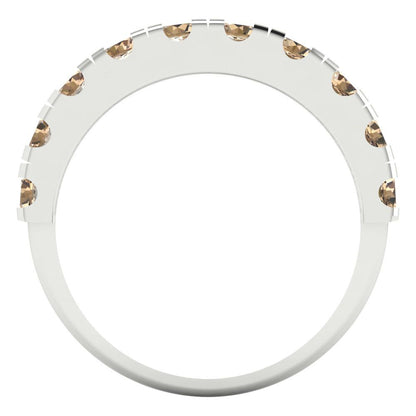 1 cttw Yellow Moissanite Round Cut White Gold Eternity Wedding Band