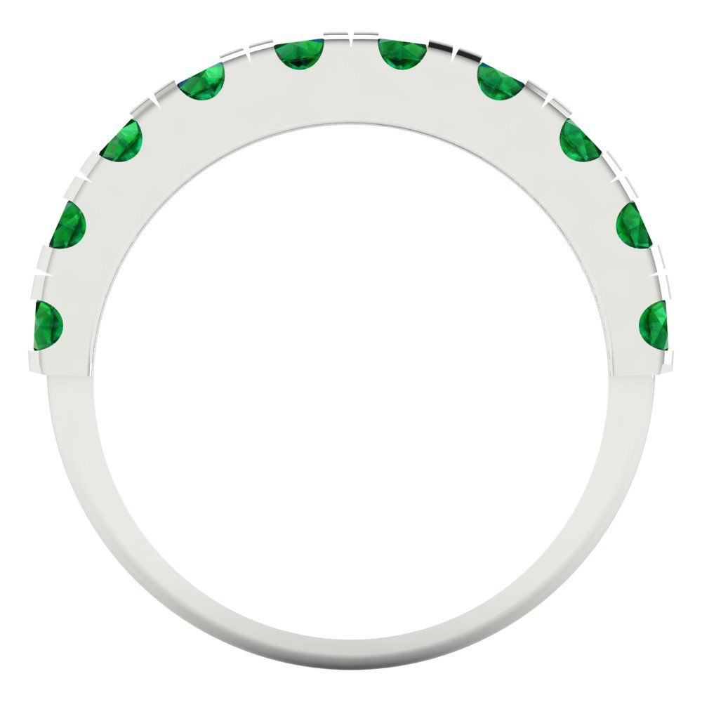 1 cttw Simulated Emerald Round Cut White Gold Eternity Wedding Band