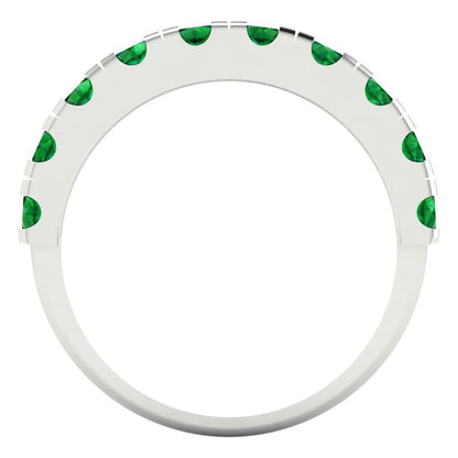 1 cttw Simulated Emerald Round Cut White Gold Eternity Wedding Band