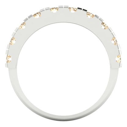 1 cttw Natural Morganite Round Cut White Gold Eternity Wedding Band