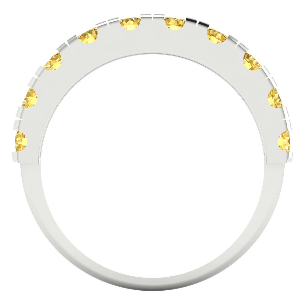 1 cttw Simulated Yellow Diamond Round Cut White Gold Eternity Wedding Band