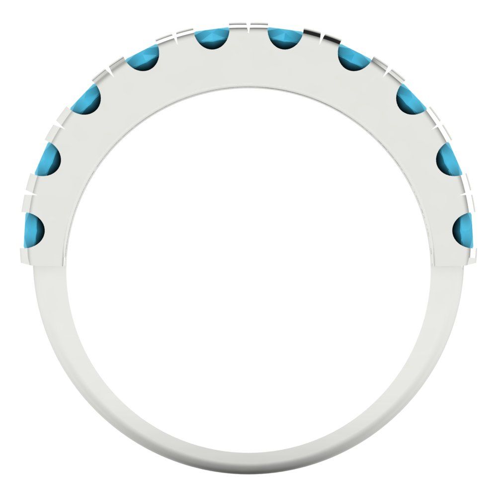1 cttw Simulated Turquoise Round Cut White Gold Eternity Wedding Band