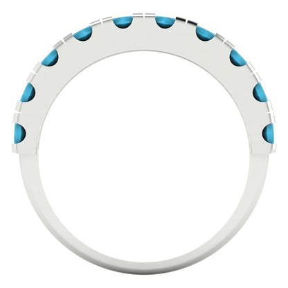 1 cttw Simulated Turquoise Round Cut White Gold Eternity Wedding Band