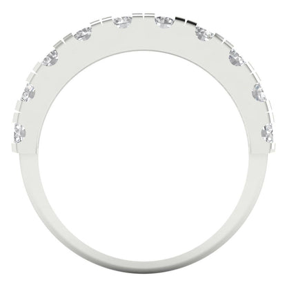 1.1 ct Brilliant Round Cut Genuine Cultured Diamond Stone Clarity VS1-2 Color G-H White Gold Stackable Band