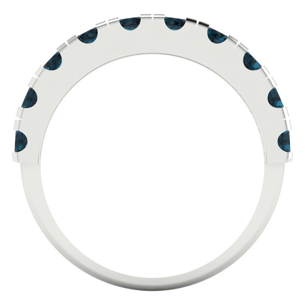 1 cttw Natural London Blue Topaz Round Cut White Gold Eternity Wedding Band