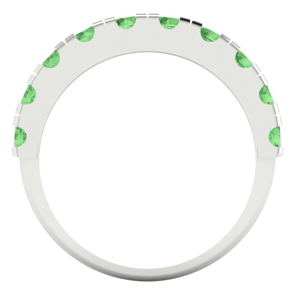 1 cttw Simulated Green Diamond Round Cut White Gold Eternity Wedding Band