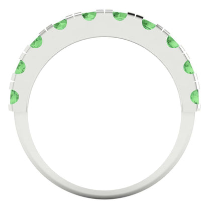 1 cttw Simulated Green Diamond Round Cut White Gold Eternity Wedding Band