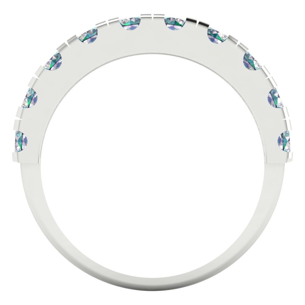 1 cttw Blue Moissanite Round Cut White Gold Eternity Wedding Band