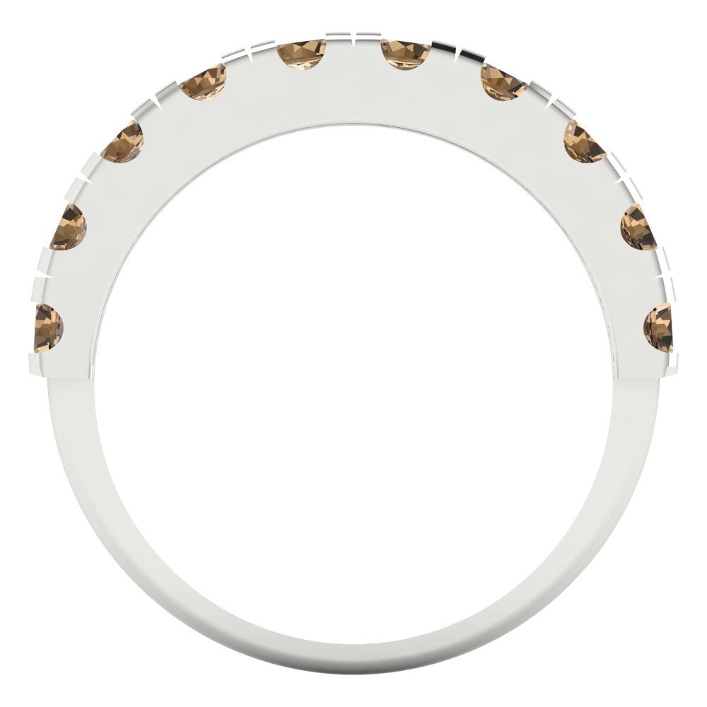 1 cttw Simulated Champagne Diamond Round Cut White Gold Eternity Wedding Band