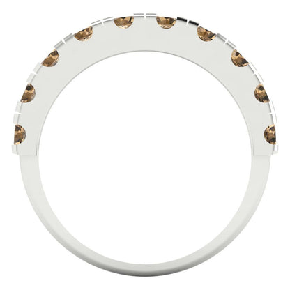 1 cttw Simulated Champagne Diamond Round Cut White Gold Eternity Wedding Band