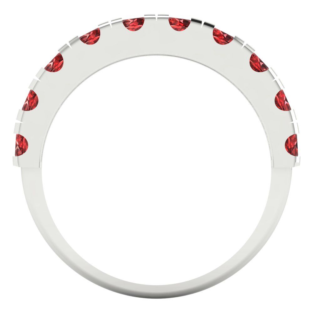 1 cttw Natural Garnet Round Cut White Gold Eternity Wedding Band