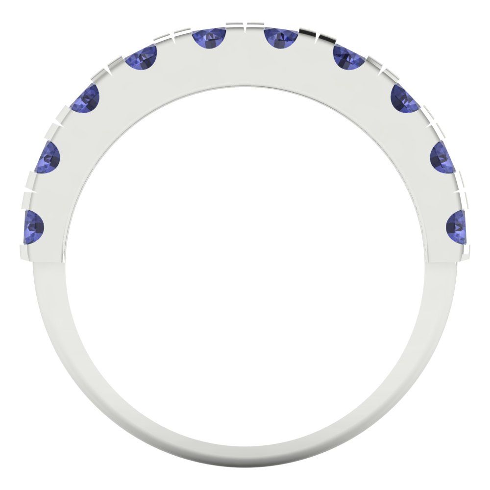 1 cttw Simulated Tanzanite Round Cut White Gold Eternity Wedding Band