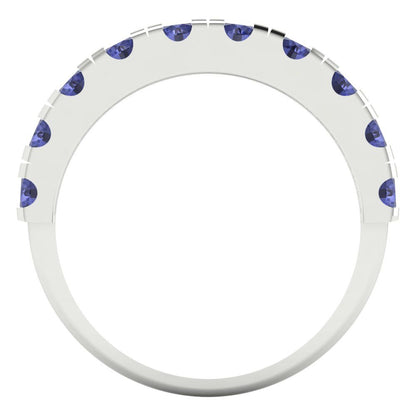 1 cttw Simulated Tanzanite Round Cut White Gold Eternity Wedding Band