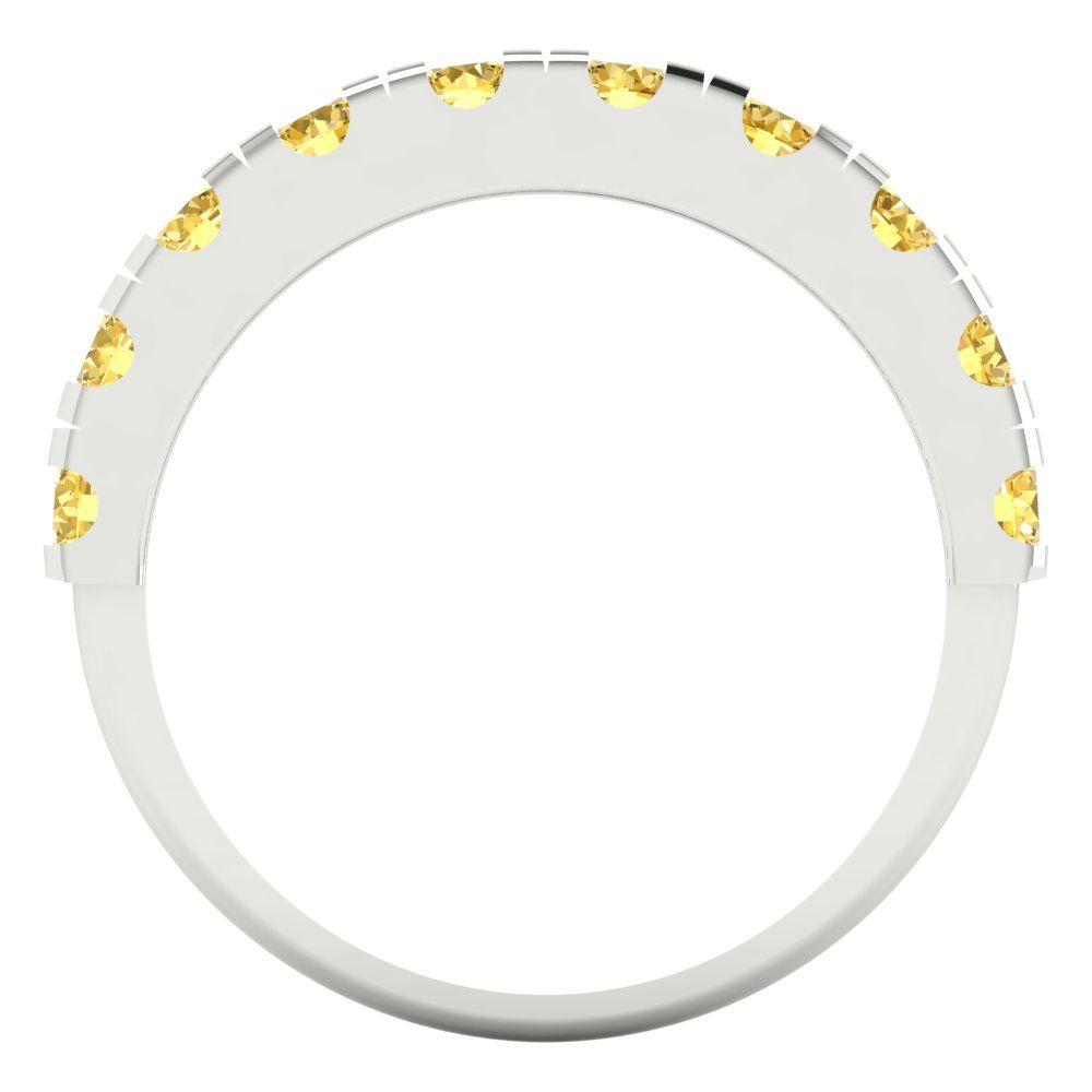 1 cttw Natural Citrine Round Cut White Gold Eternity Wedding Band