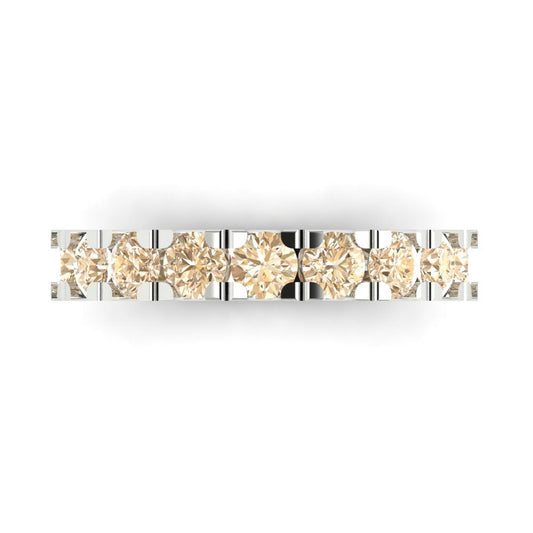1.53 cttw Natural Morganite Round Cut White Gold Eternity Wedding Band