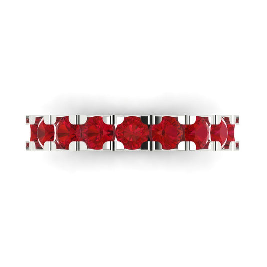 1.53 cttw Simulated Ruby Round Cut White Gold Eternity Wedding Band