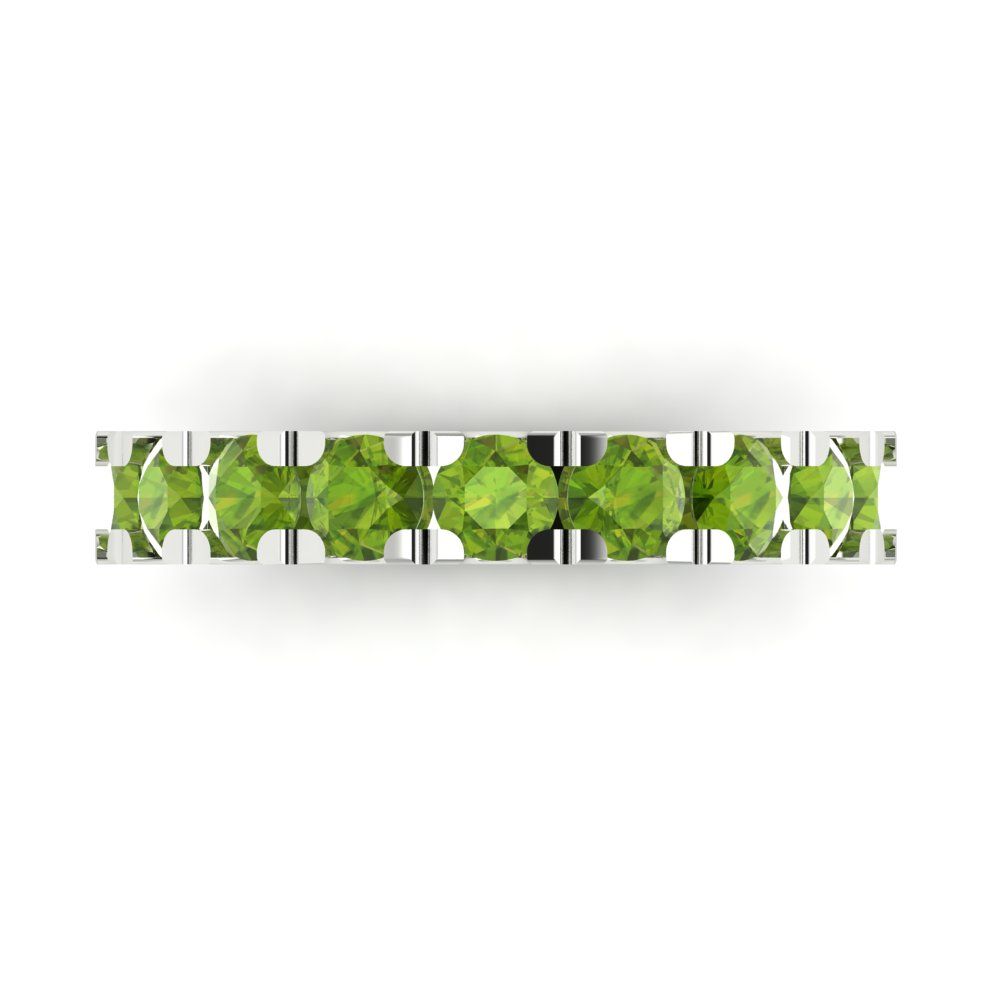 1.53 cttw Natural Peridot Round Cut White Gold Eternity Wedding Band