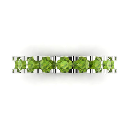 1.53 cttw Natural Peridot Round Cut White Gold Eternity Wedding Band