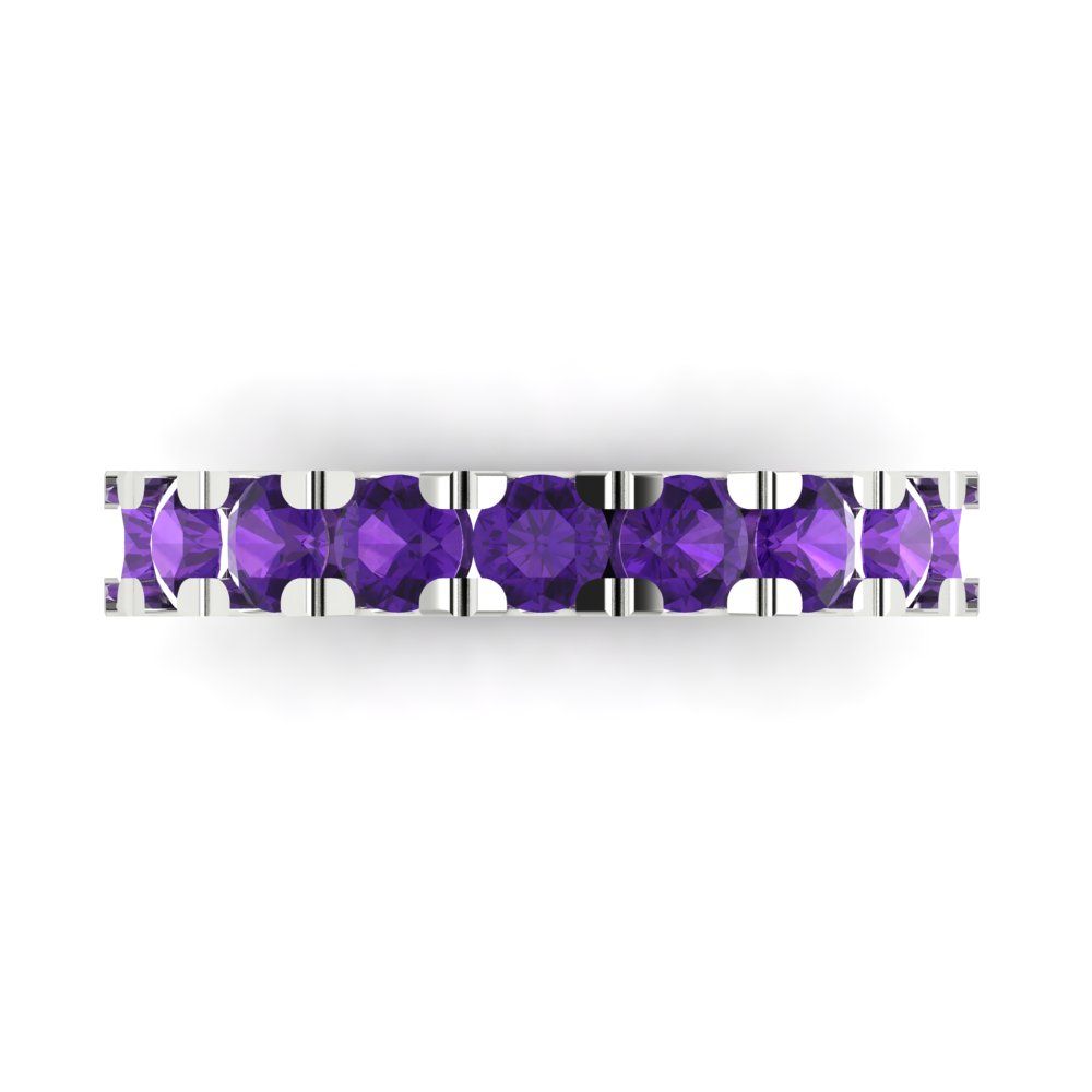 1.53 cttw Natural Amethyst Round Cut White Gold Eternity Wedding Band