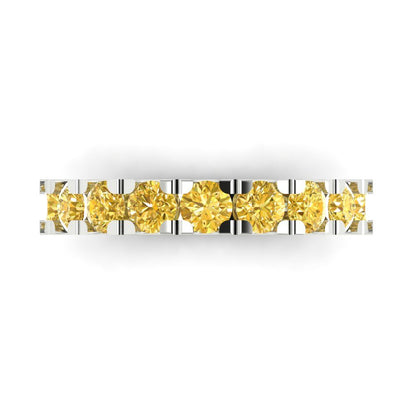 1.53 cttw Natural Citrine Round Cut White Gold Eternity Wedding Band
