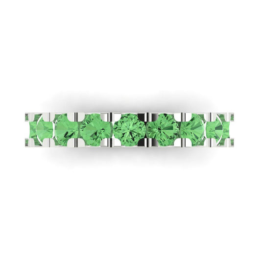 1.53 cttw Simulated Green Diamond Round Cut White Gold Eternity Wedding Band