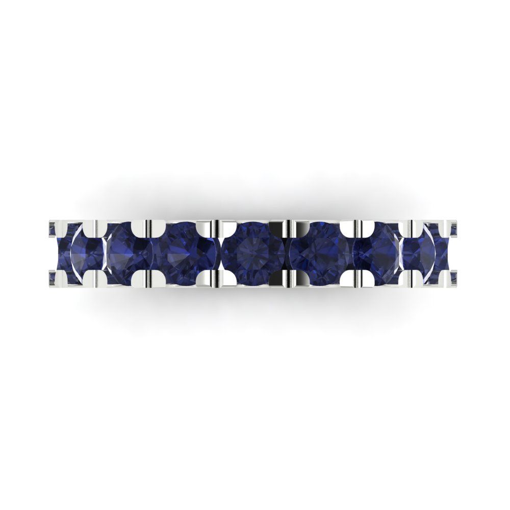 1.53 cttw Simulated Blue Sapphire Round Cut White Gold Eternity Wedding Band