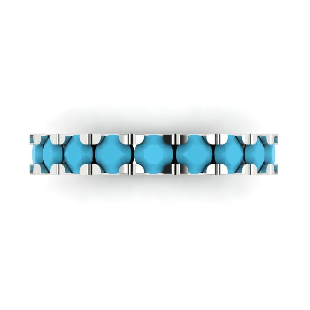1.53 cttw Simulated Turquoise Round Cut White Gold Eternity Wedding Band