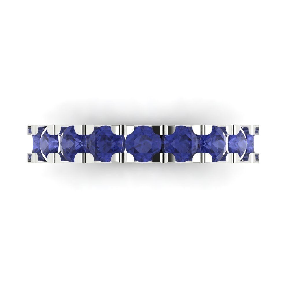 1.53 cttw Simulated Tanzanite Round Cut White Gold Eternity Wedding Band