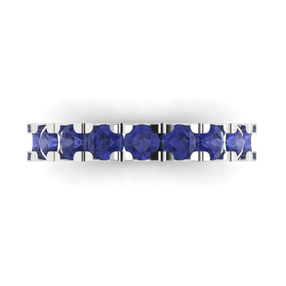 1.53 cttw Simulated Tanzanite Round Cut White Gold Eternity Wedding Band