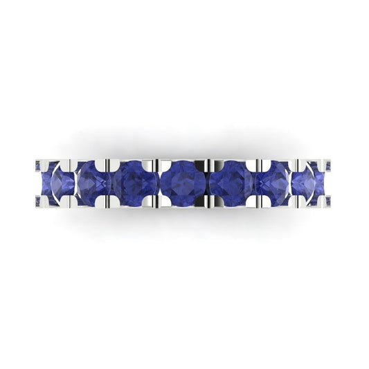 1.53 cttw Simulated Tanzanite Round Cut White Gold Eternity Wedding Band