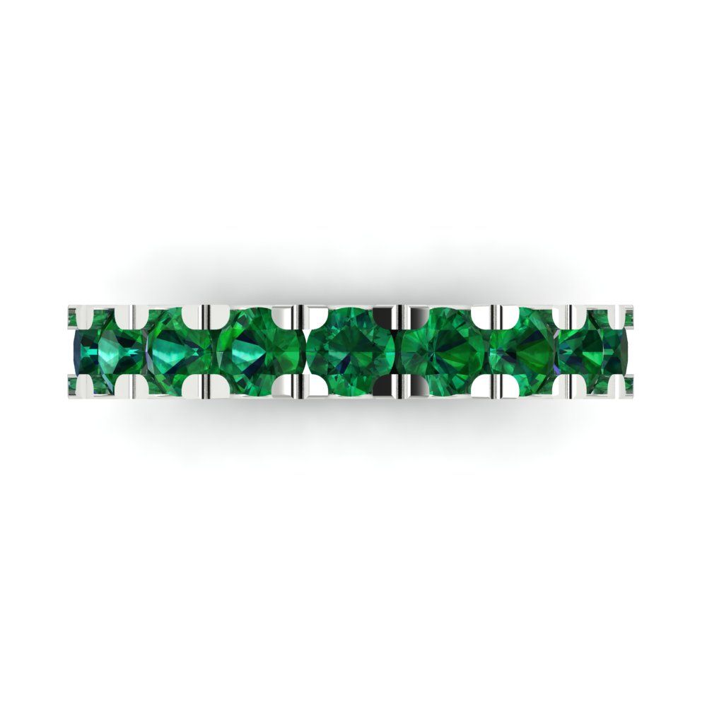 1.53 cttw Simulated Emerald Round Cut White Gold Eternity Wedding Band