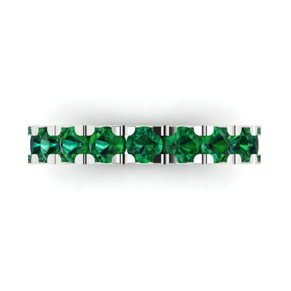 1.53 cttw Simulated Emerald Round Cut White Gold Eternity Wedding Band