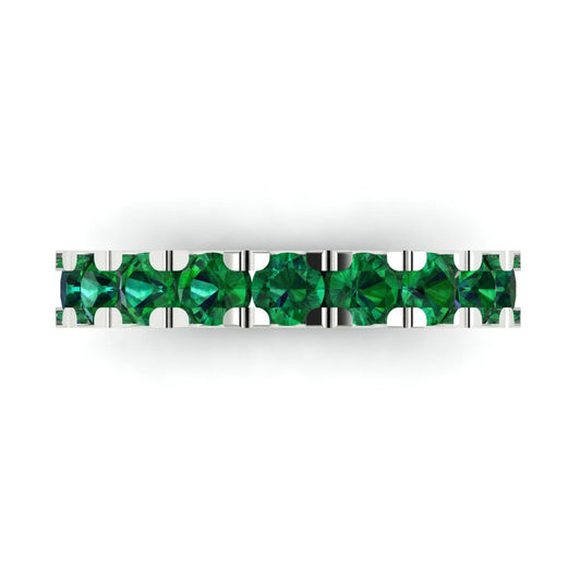 1.53 cttw Simulated Emerald Round Cut White Gold Eternity Wedding Band
