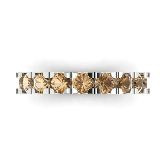 1.53 cttw Simulated Champagne Diamond Round Cut White Gold Eternity Wedding Band