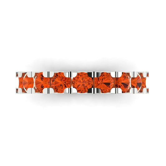 1.53 cttw Simulated Red Diamond Round Cut White Gold Eternity Wedding Band