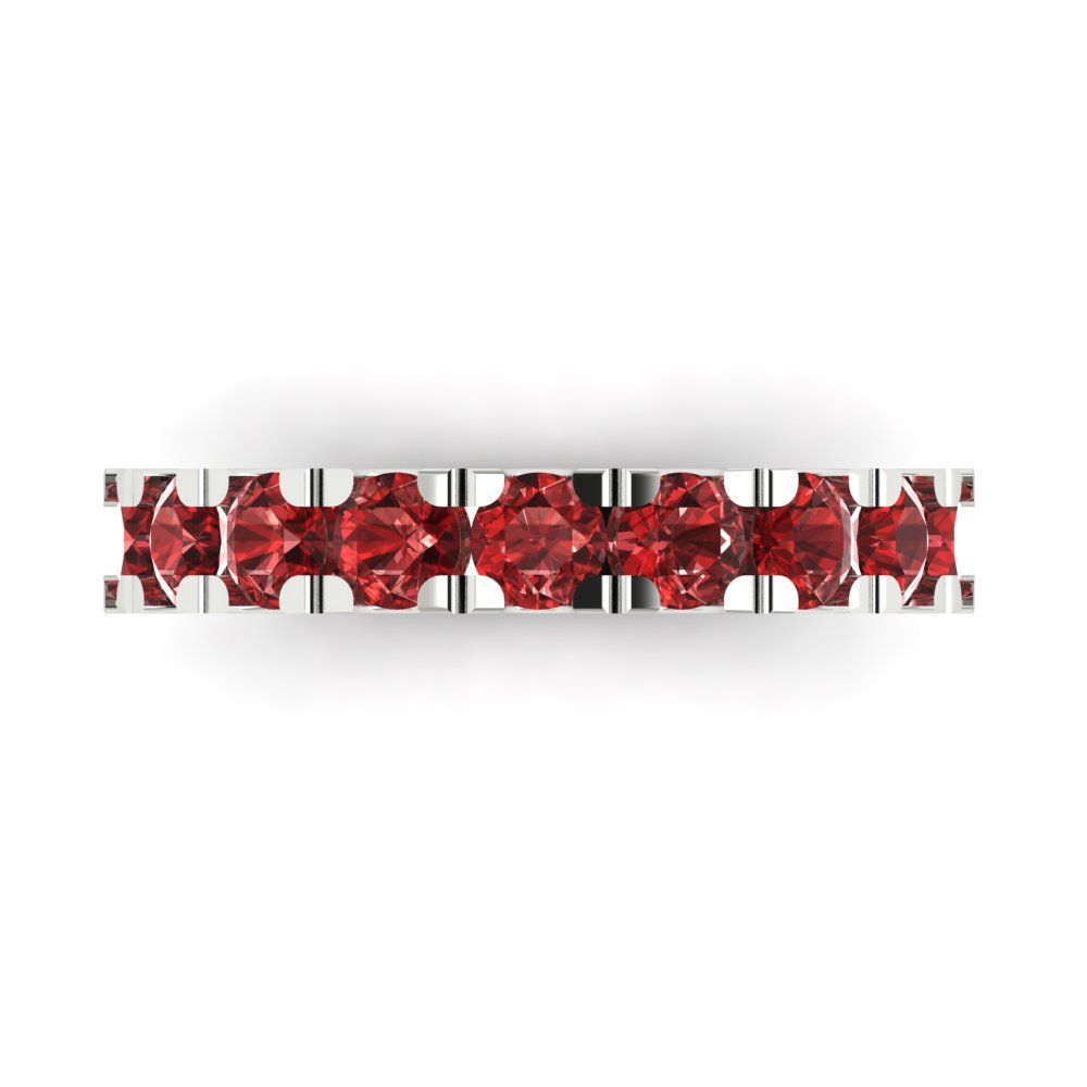 1.53 cttw Natural Garnet Round Cut White Gold Eternity Wedding Band