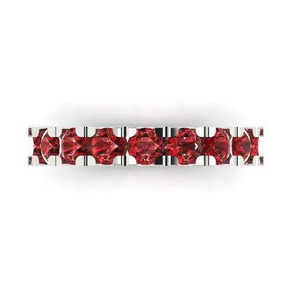 1.53 cttw Natural Garnet Round Cut White Gold Eternity Wedding Band