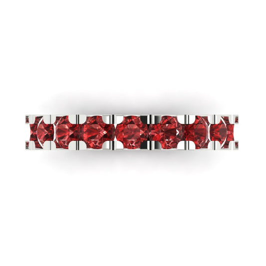 1.53 cttw Natural Garnet Round Cut White Gold Eternity Wedding Band