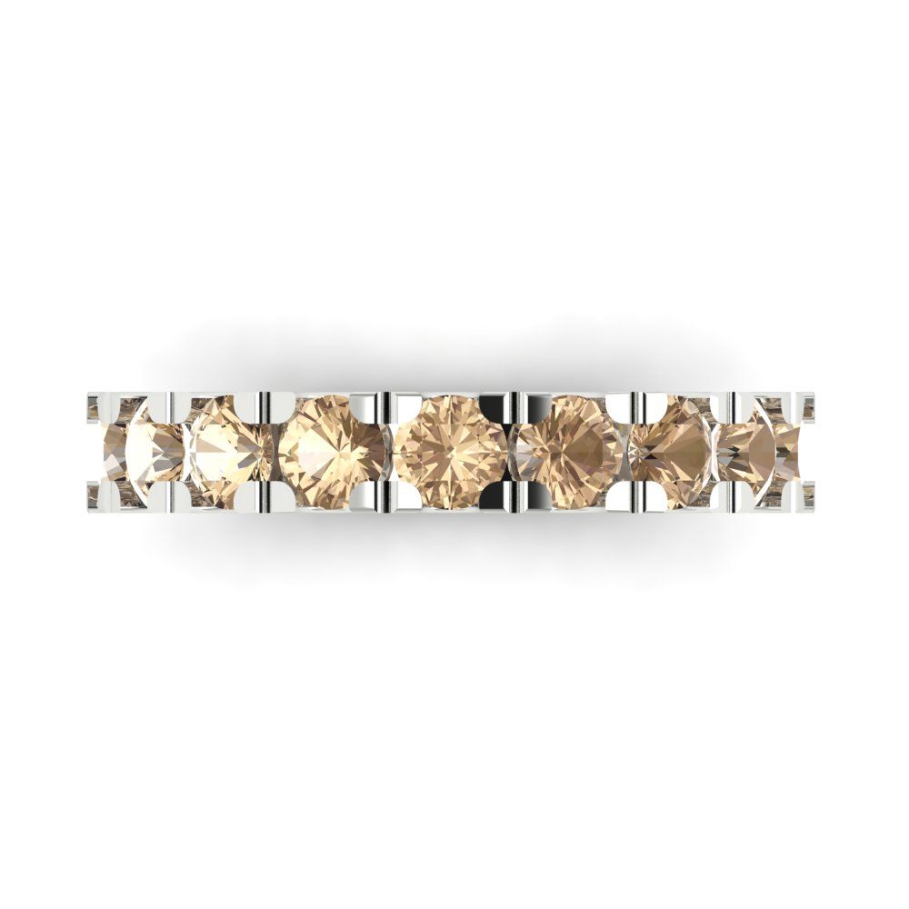 1.53 cttw Yellow Moissanite Round Cut White Gold Eternity Wedding Band