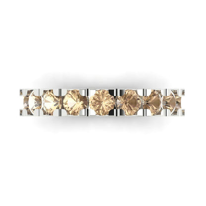 1.53 cttw Yellow Moissanite Round Cut White Gold Eternity Wedding Band